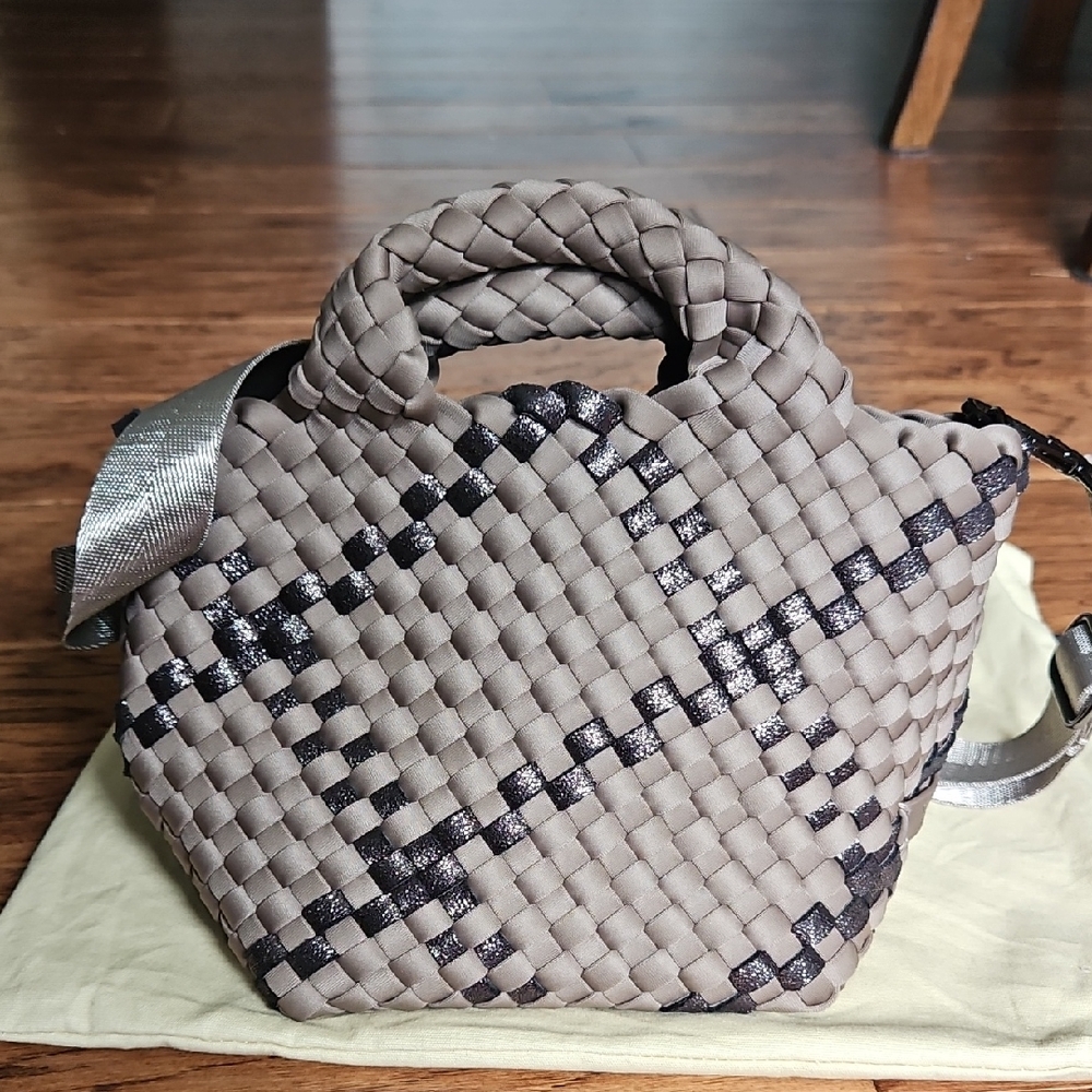 Naghedi Woven Mini Bag - Taupe and Black